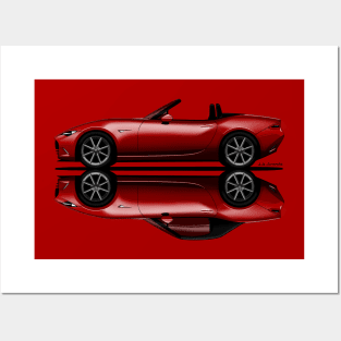 Drawing with bot open and close top of the japanese roadster Posters and Art